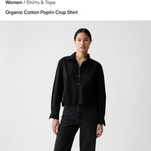 Black Organic Cotton Poplin Crop Shirt